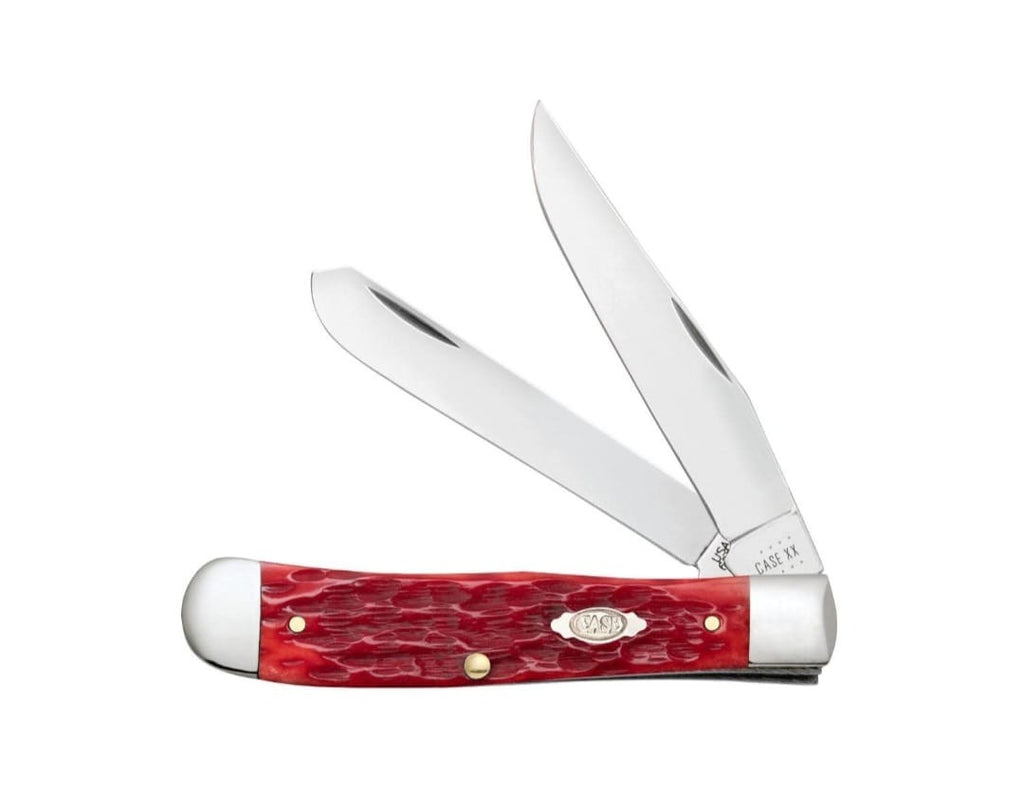 Case Daek Red Bone Peach Seed Jig Trapper W/Clip Carbon Steel