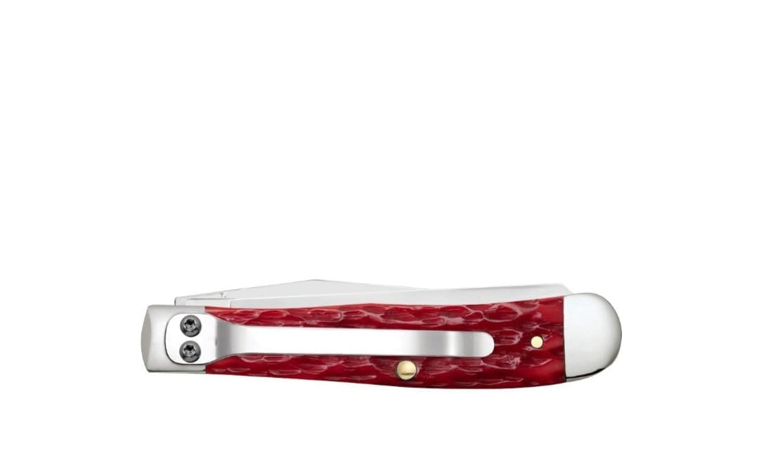 Case Daek Red Bone Peach Seed Jig Trapper W/Clip Carbon Steel