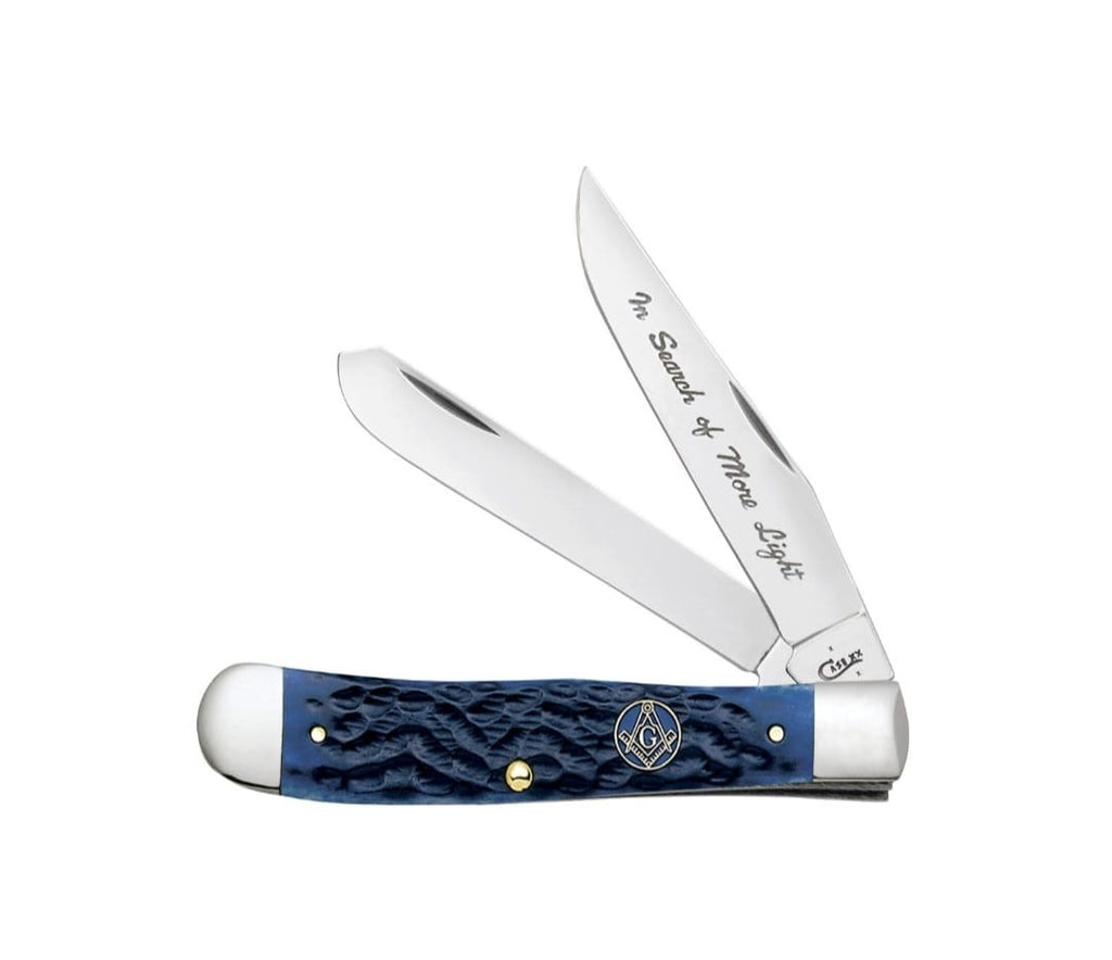 Case XX Masonic Blue Bone Standard Jig Trapper In Gift Tin