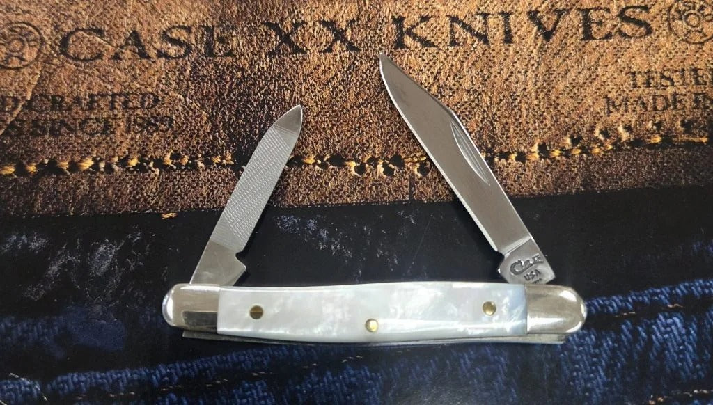 Case 1996 Mother Of Pearl Small Pen Knife With Clip Blade And Pen File