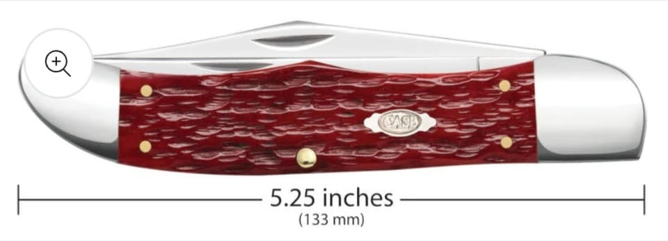 Case Dark Red Bone Peach Seed Jig Large Folding Hunter With Sheath