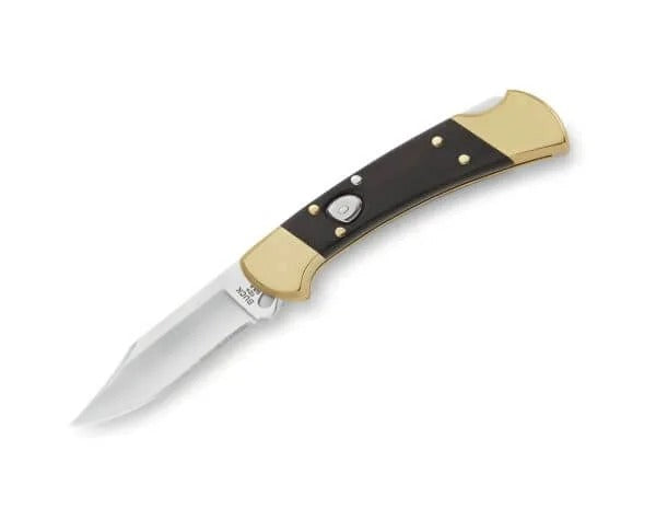 Buck 112 Ranger Auto Plain Blade / Ebony Wood Handle