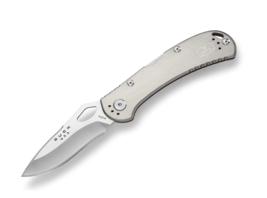 Buck Spitfire Aluminum Anodized Grey Handle/Green Liner