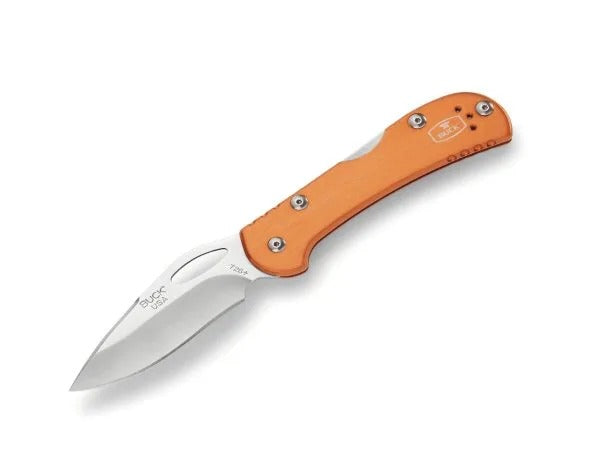 Buck Mini Spitfire, Aluminum Anodized Orange Handle/Gray Liner