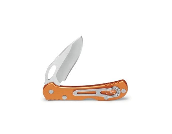 Buck Mini Spitfire, Aluminum Anodized Orange Handle/Gray Liner