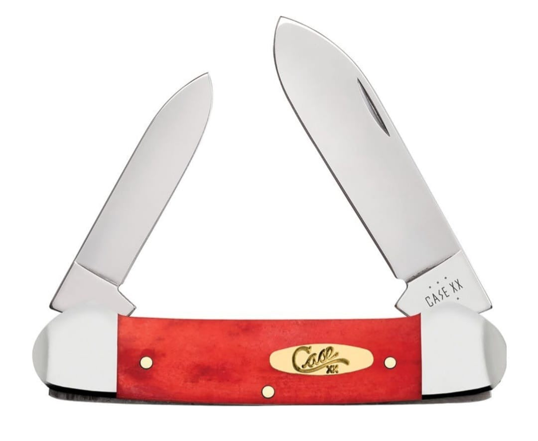 Case XX Dark Red Bone Smooth Canoe Pinched Bolsters