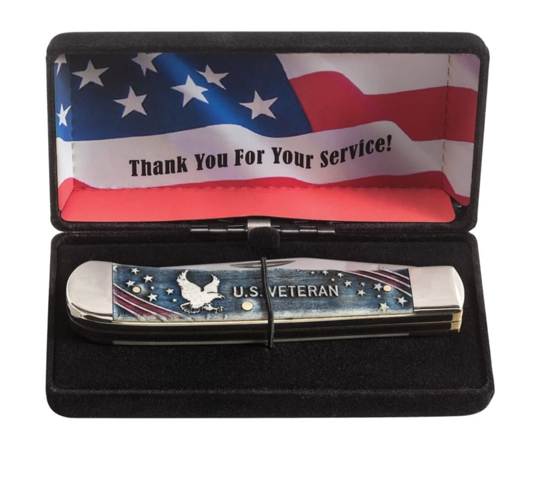 Case U.S. Veterans Natural Bone Color Wash Trapper