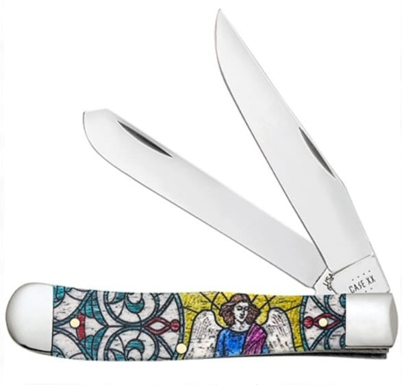 Case XX Stained Glass Angel Natural Bone Color Wash Trapper