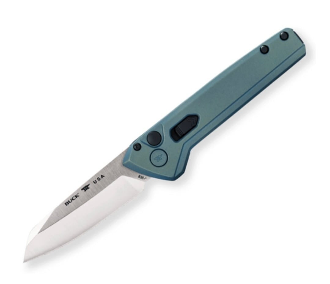 Buck Deploy, Blue Aluminum Handle Satin