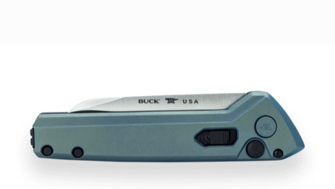 Buck Deploy, Blue Aluminum Handle Satin