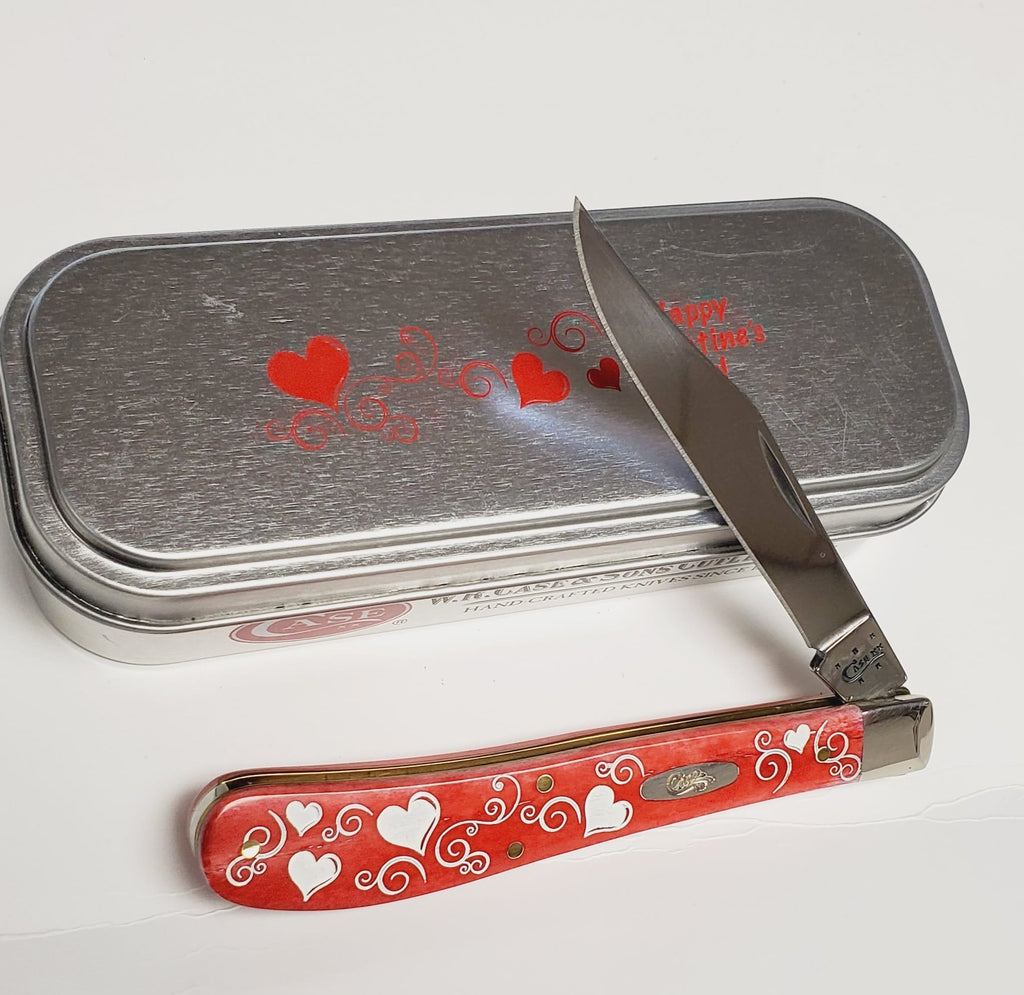 Case XX Utility Red Bone Valentine Knife W/Gift Tin