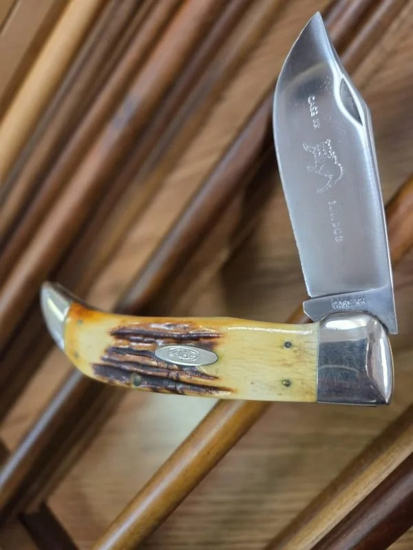 Case XX 1965-69 Stag Handle Bulldog Folding Knife In Wood Box