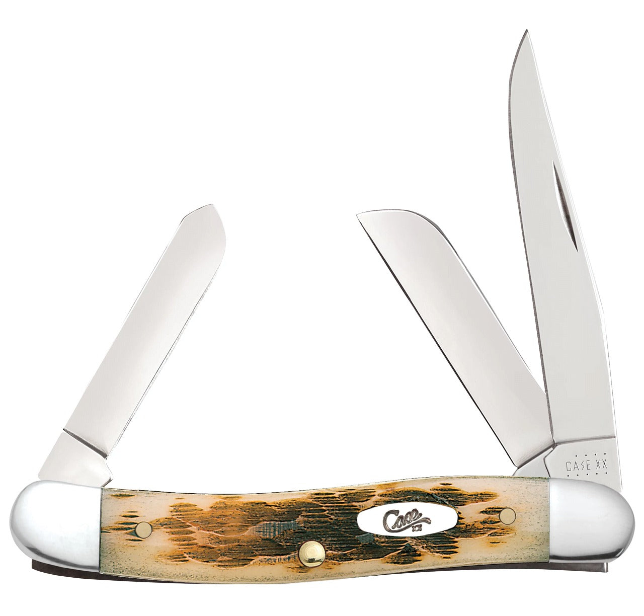 Case XX Amber Bone Peach Seed Jig Medium Stockman