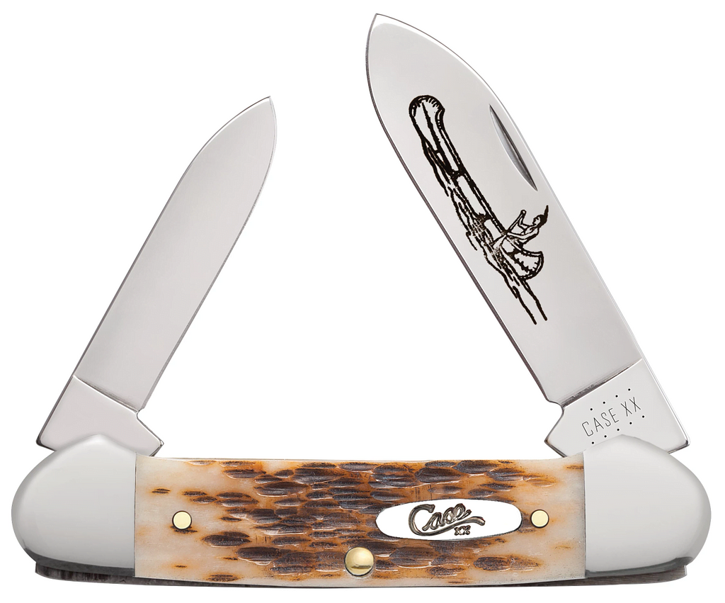 Case XX Amber Bone Peach Seed Jig Canoe