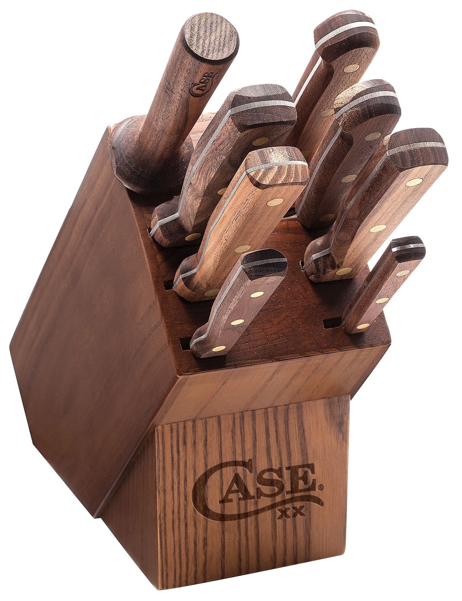 Case 9pc Household Cutlery Walnut W/Block Knife Set