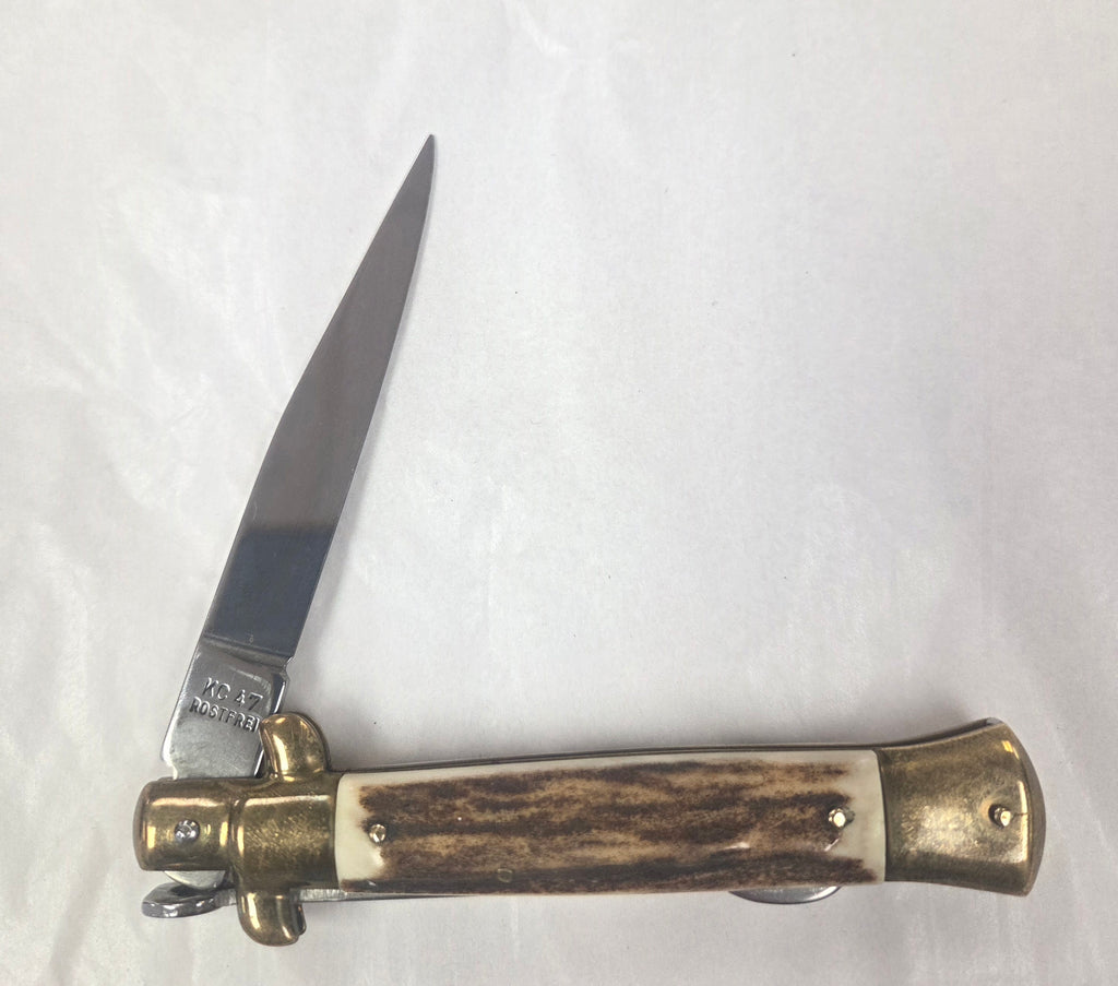 Vintage Kissing Crane Medium Stag Handle Stelitto Locking Knife (NO BOX)
