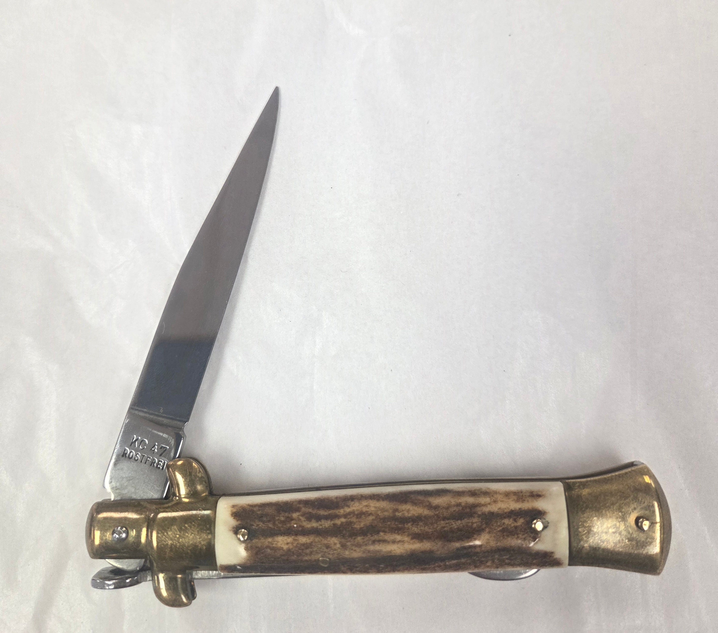 Vintage Kissing Crane Medium Stag Handle Stelitto Locking Knife (NO BOX)