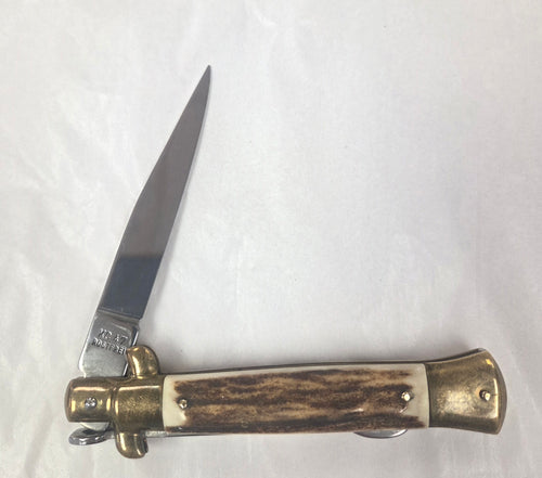Vintage Kissing Crane Medium Stag Handle Stelitto Locking Knife (NO BOX)