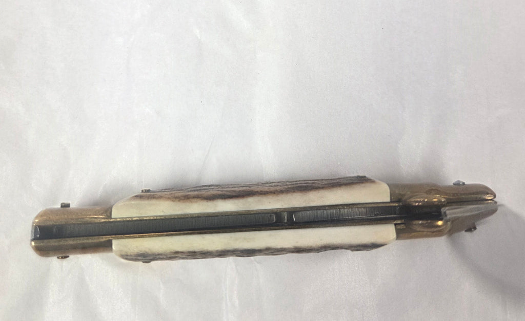 Vintage Kissing Crane Medium Stag Handle Stelitto Locking Knife (NO BOX)