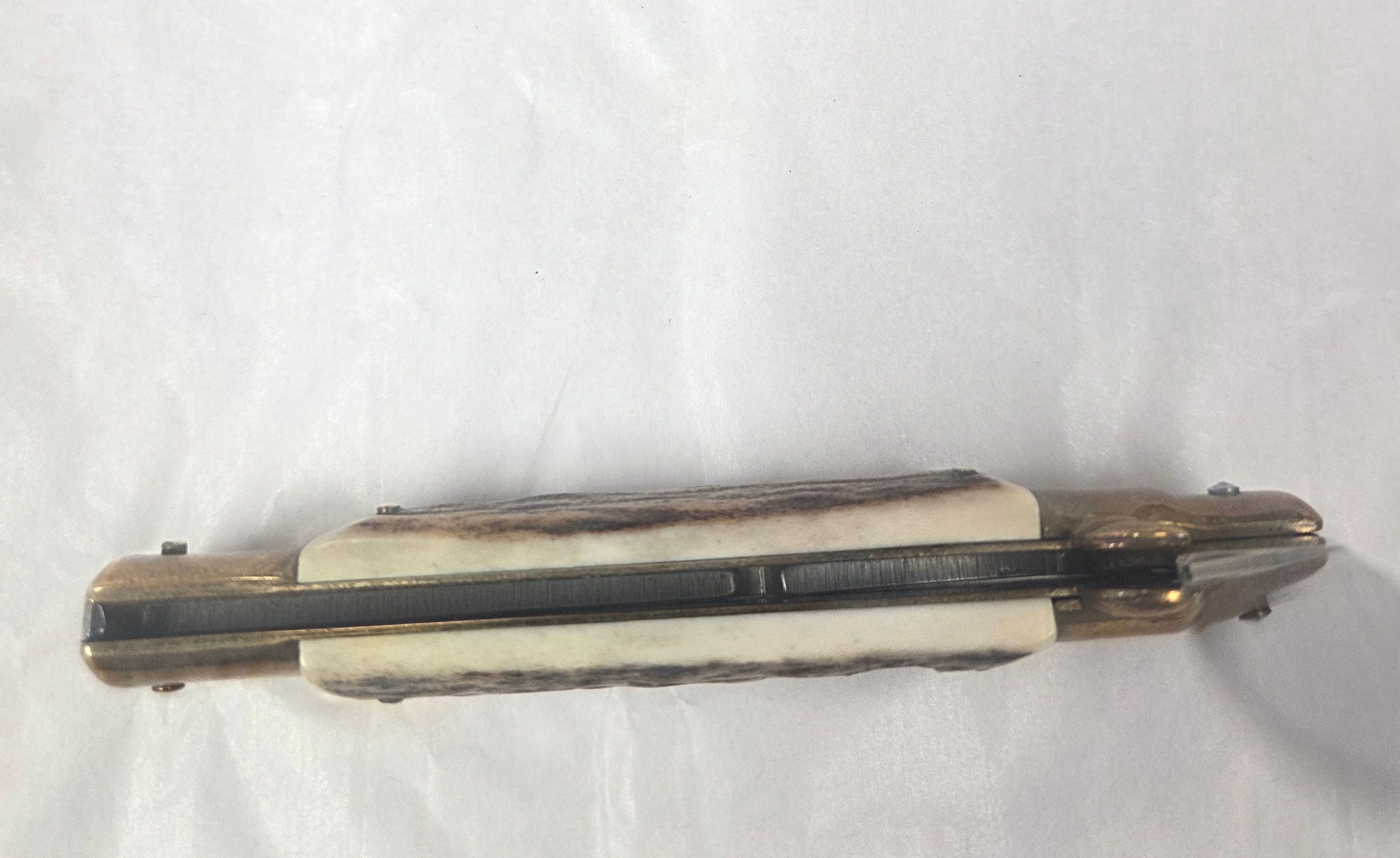 Vintage Kissing Crane Medium Stag Handle Stelitto Locking Knife (NO BOX)